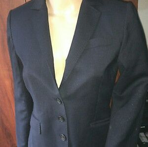 Wool Blue‎ Striped Women worn once Blazer Jacket​